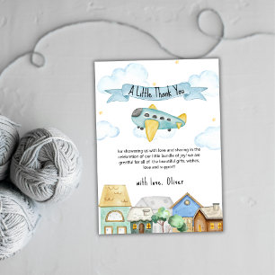 Cute Adventure Awaits Aviator Baby Shower Thank You Card