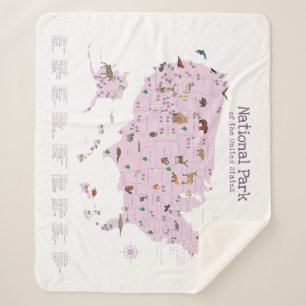 Cute Adventure National Park Map Woodland Nursery Sherpa Blanket