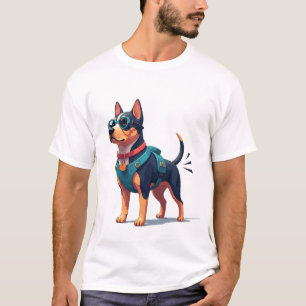 Cute Adventurous Dog with Glasses and Harness  T-Shirt