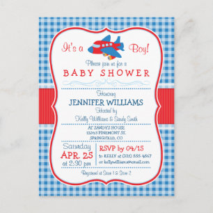 Cute Aeroplane Baby Shower Invitation Postcard