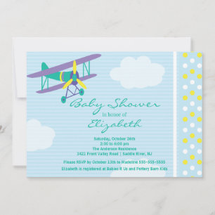 Cute Aeroplane Boy Baby Shower Invitation