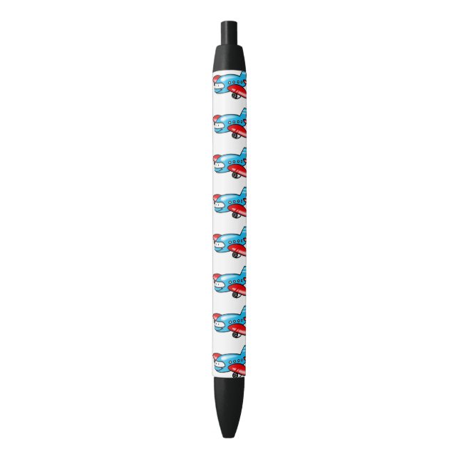 cute aeroplane cartoon black ink pen (Front Vertical)