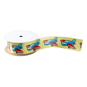 cute aeroplane cartoon satin ribbon