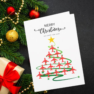 Cute Aeroplane Christmas Tree & Photo Funny Custom Card