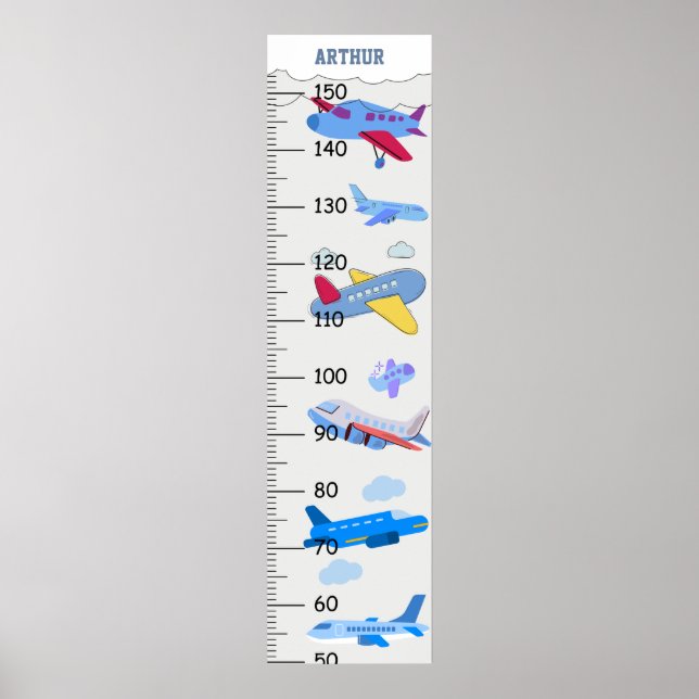 Cute Aeroplanes Growth Chart Centimetre (Front)
