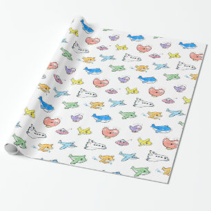 Cute aeroplanes wrapping paper