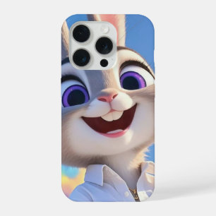 Cute Aesthetic Cartoon Bunny Rabbit Blue Pattern iPhone 15 Pro Case