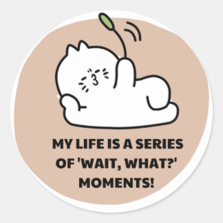 Cute Aesthetic Cat Sticker - Relatable "Wait, What