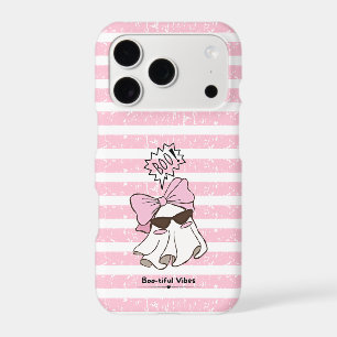Cute Aesthetic Ghost Boo-tiful Vibes Pink Stripes