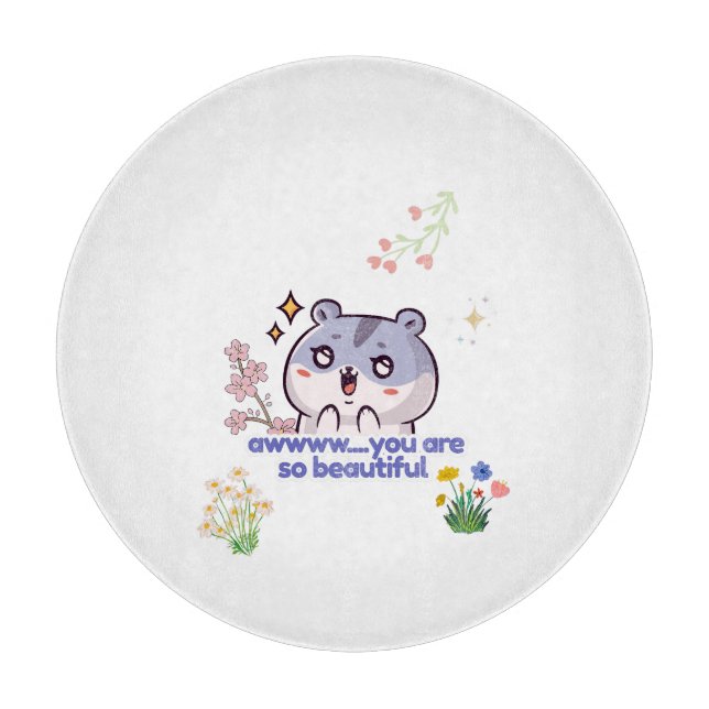 Cute Aesthetic Hamster Cutting Board (Front)