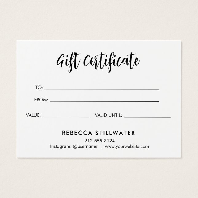 Cute Aesthetic Minimalist Simple Gift Card (Front)