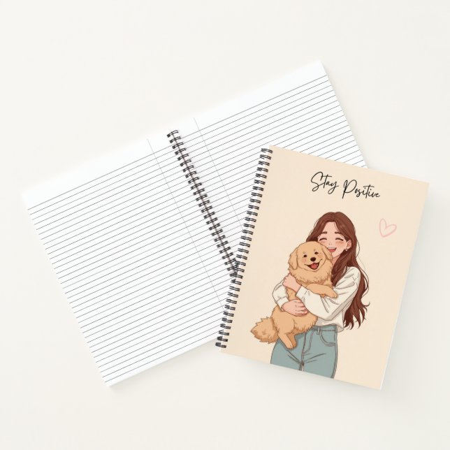 Cute Aesthetic "Stay Positive" Spiral Notebook  (Inside)