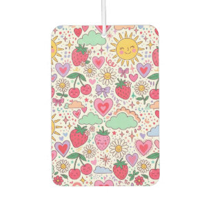 Cute Aesthetic Strawberry & Sunflowers Car Air Fre Freshener