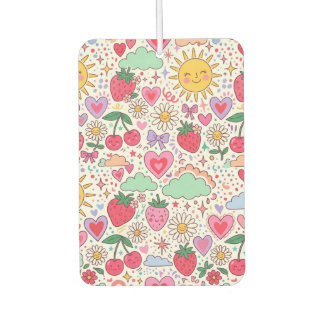 Cute Aesthetic Strawberry & Sunflowers Car Air Fre Freshener