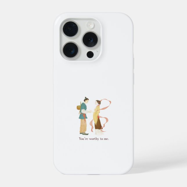 Cute Aesthetic Traditional Anime Couple Worthy  iPhone Case (Back)