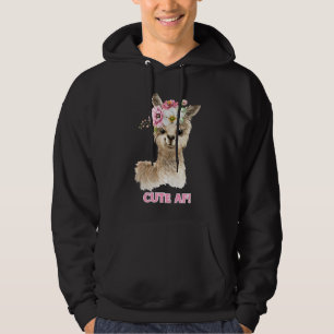 Cute AF! Watercolor Llama Design Hoodie