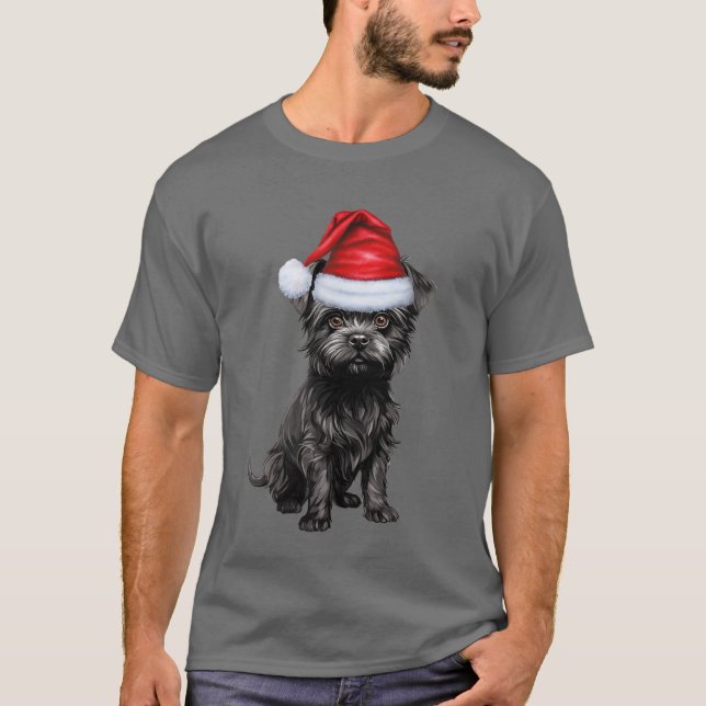 Cute Affenpinscher Dog Lover Funny Christmas T-Shirt (Front)