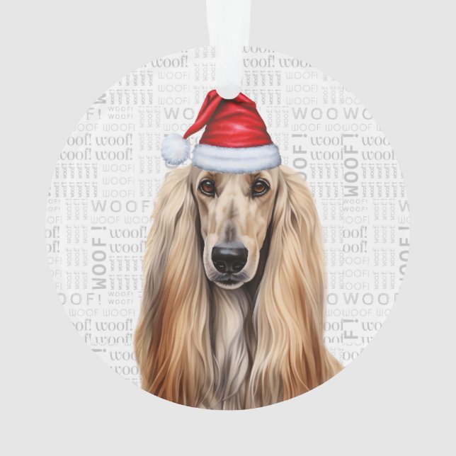 Cute Afghan Hound Dog Holiday Christmas Photo Ornament (Back)