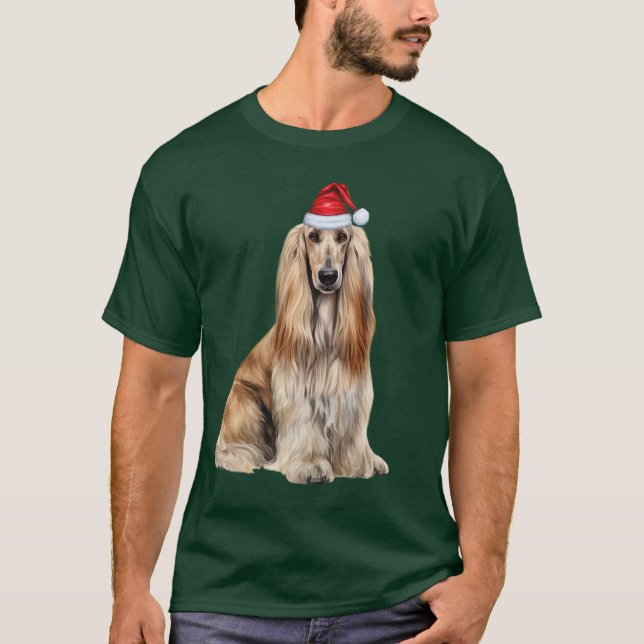 Cute Afghan Hound Dog Lover Funny Christmas T-Shirt (Front)