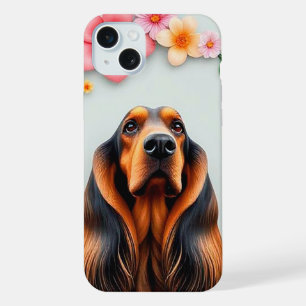 Cute Afghan Hound Luxury Floral Dog Design iPhone 15 Plus Case