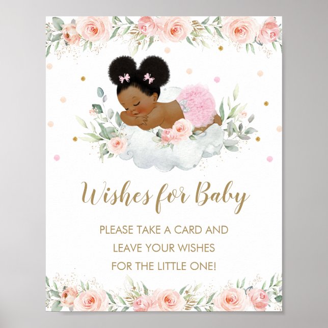 Cute African Afro Baby Shower Wishes for Baby Poster (Front)