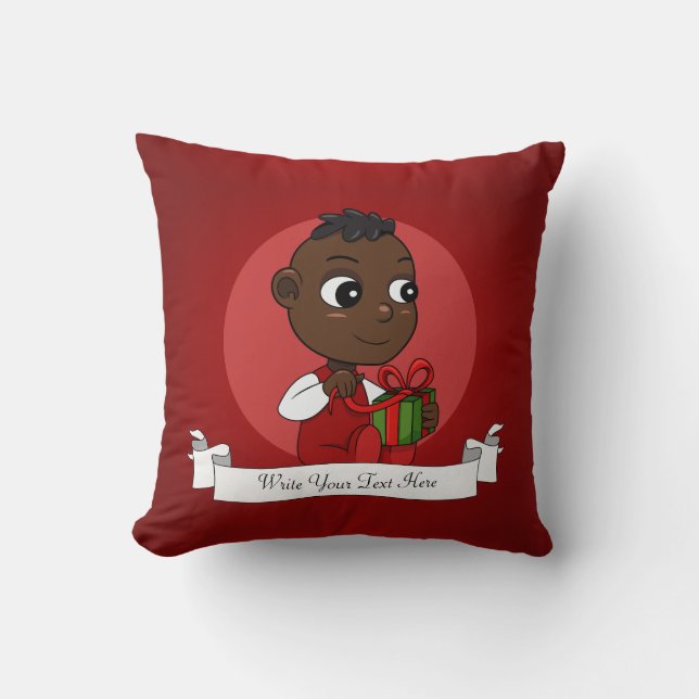 Cute African American Christmas baby cartoon Cushion (Front)