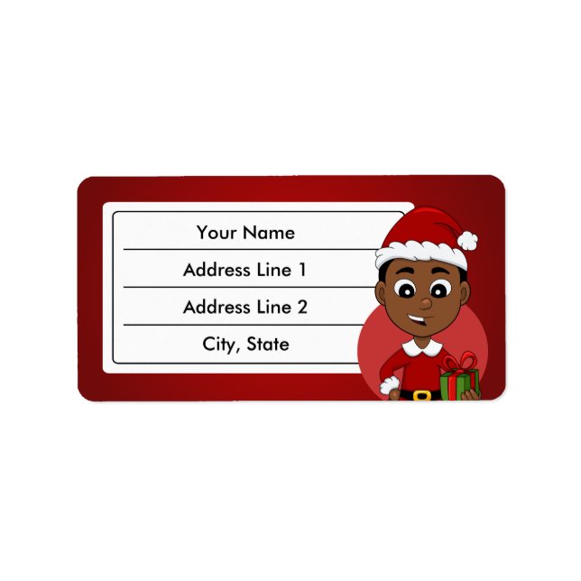 Cute African American Christmas boy cartoon Label (Front)
