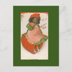 Cute African American Girl Vintage Valentine Postcard