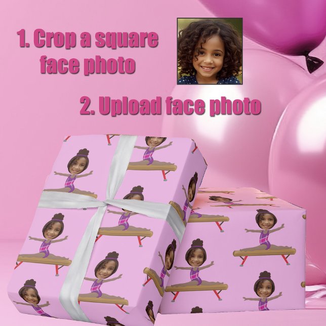 Cute African American Gymnastics Custom Photo Wrapping Paper (Creator Uploaded)