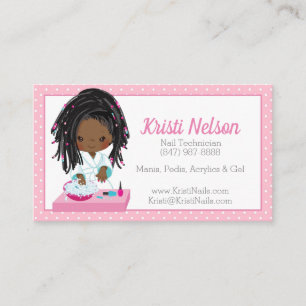 Cute African American Nail Tech Business Card