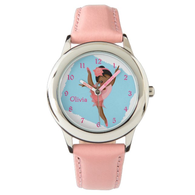 Cute African American Pink and Blue Watch (Front)