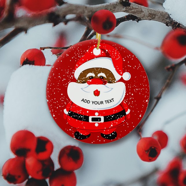 Cute African-American Santa Claus Christmas Ceramic Tree Decoration (Creator Uploaded)