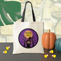 Cute African American Witch Trick-or-Treat Bag