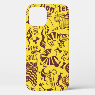 Cute African animals seamless pattern iPhone 12 Case