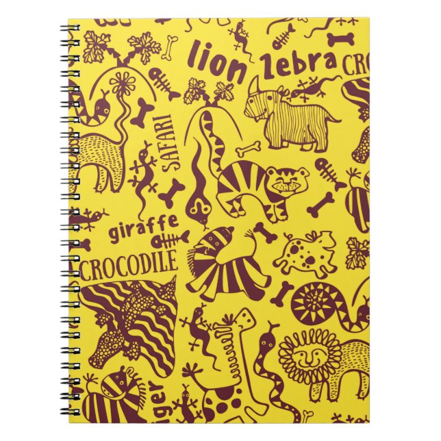 Cute African animals seamless pattern Notebook (Front)