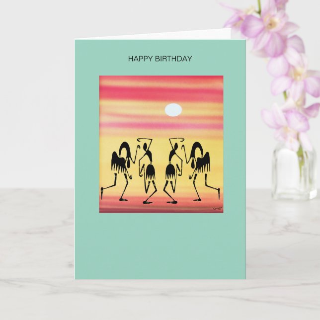 Cute African Break Dance Birthday Card (Orchid)