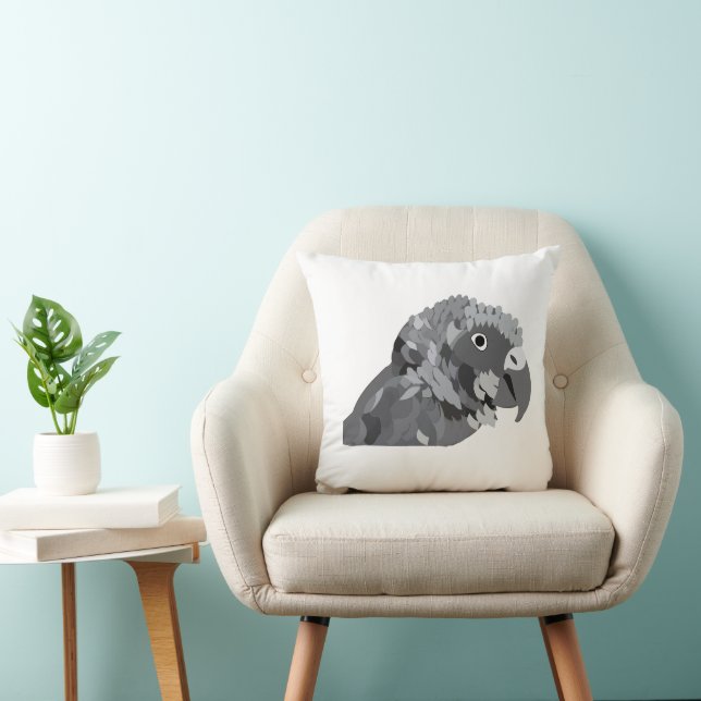 Cute African Grey Parrot Cushion (Chair)