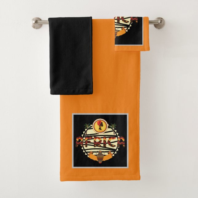 cute African lady Bath Towel Set (Insitu)