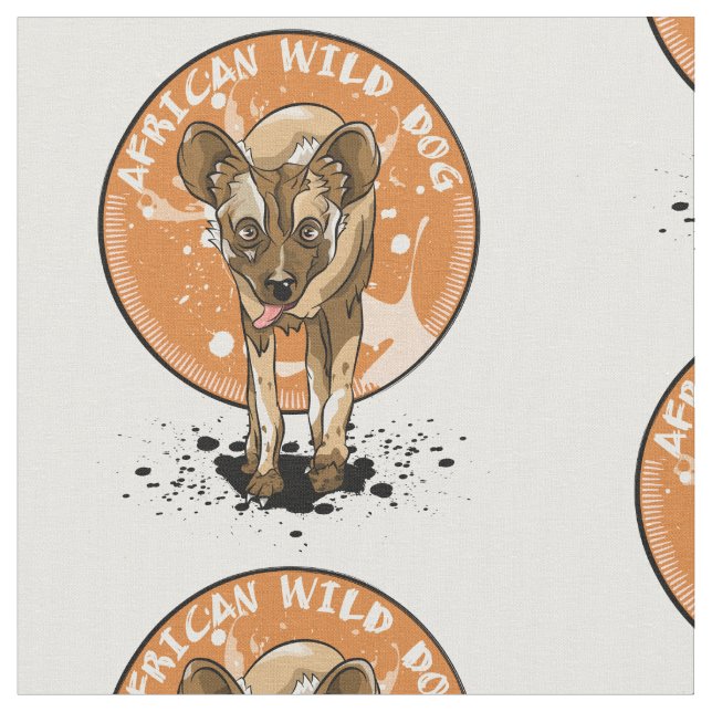 Cute African Wild Dog Fabric (Close Up)