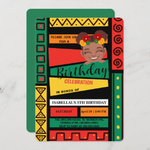 Cute afro African american girls Birthday party Invitation