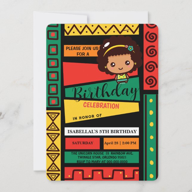Cute afro African american girls Birthday party Invitation (Front)