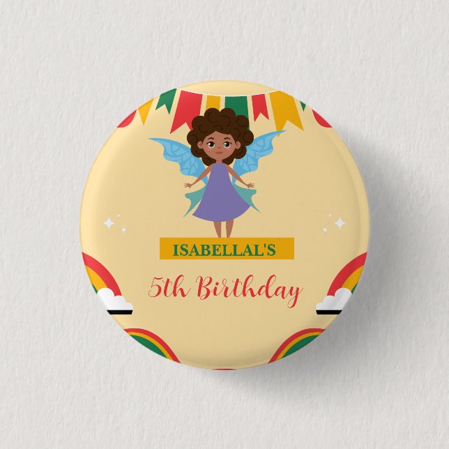 Cute afro angel African american girls Birthday  3 Cm Round Badge (Front)