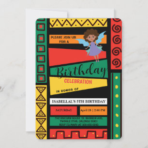 Cute afro angel African american girls Birthday Invitation