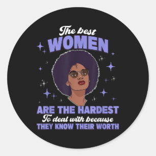 Cute Afro Girl Black History Month Melanin Queen B Classic Round Sticker