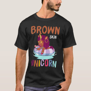 Cute Afro Natural Hair Brown Skin Unicorn Bhm Afri T-Shirt