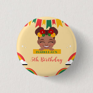 Cute afro rainbow African american girls Birthday 3 Cm Round Badge