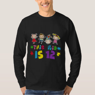 Cute Age 12 Born Birth Puzzle Autism Awareness T-Shirt