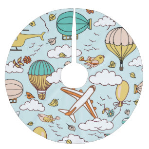 Cute Air Balloons Seamless Pattern Brushed Polyester Tree Skirt