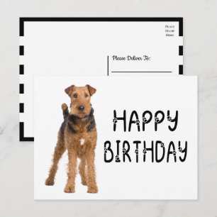 Cute Airdale Terrier Puppy Dog Happy Birthday  Postcard