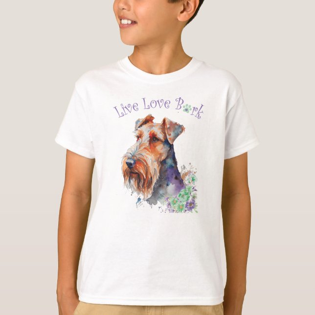 Cute Airedale Dog Floral T-Shirt (Front)